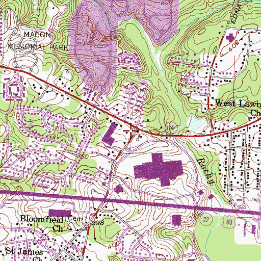 Topographic Map of Macon Police Department Precinct 4 Macon Mall, GA