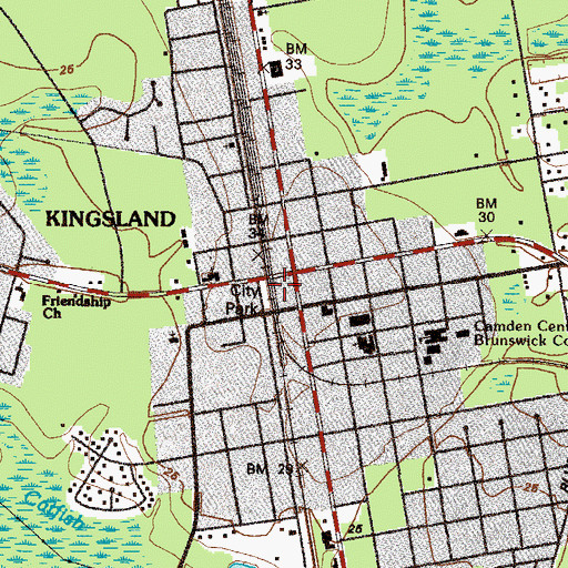Topographic Map of Kingsland Police Department, GA