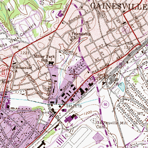 Topographic Map of Gainesville Police Department Melrose Precinct, GA