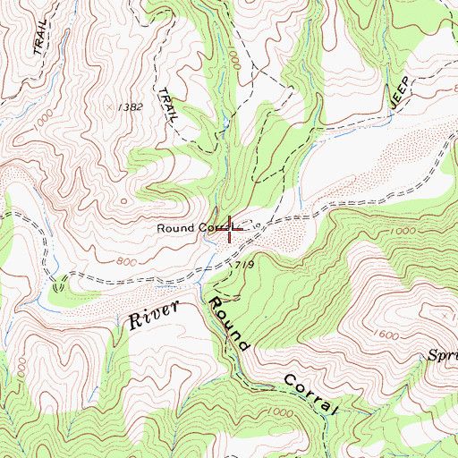 Topographic Map of Round Corral, CA
