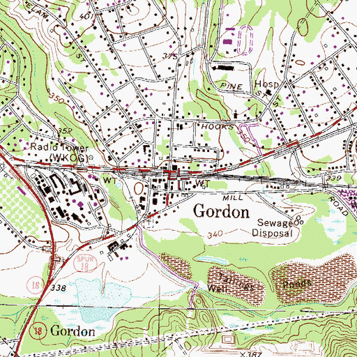 Topographic Map of Gordon Police Department, GA