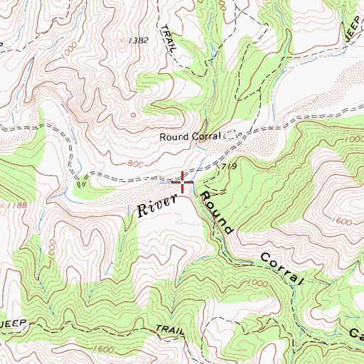 Topographic Map of Round Corral Canyon, CA