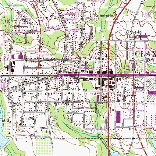 Topographic Map of Claxton Police Department, GA