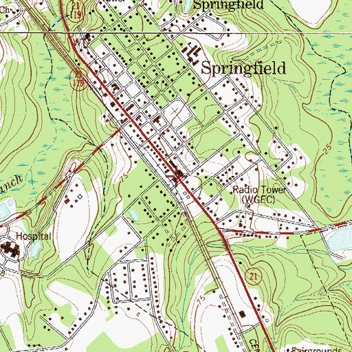 Topographic Map of Springfield Police Department, GA