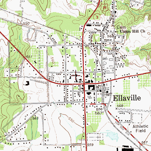 Topographic Map of Schley County Sheriff's Office, GA