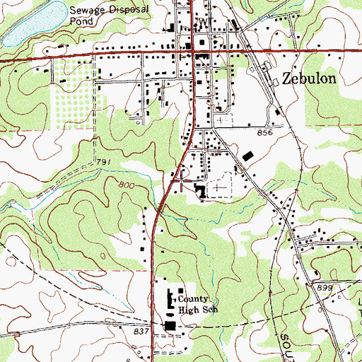 Topographic Map of Zebulon Police Department, GA