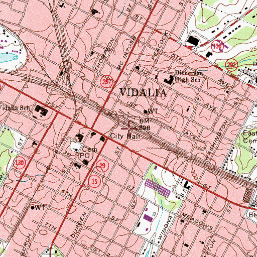 Topographic Map of Vidalia Police Department, GA