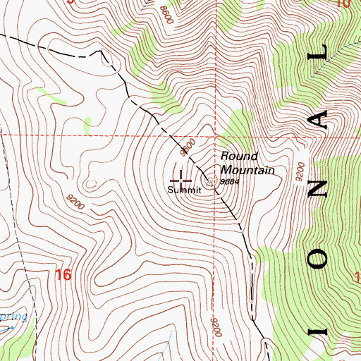 Topographic Map of Round Mountain, CA