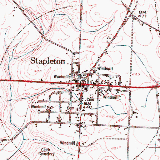 Topographic Map of Stapleton Police Department, GA
