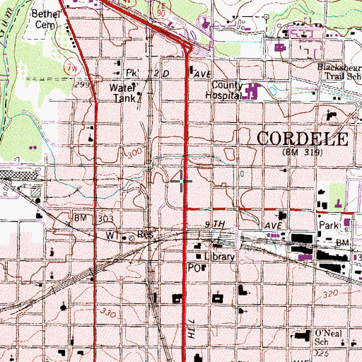 Topographic Map of Cordele Police Department, GA