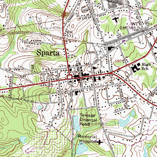 Topographic Map of Sparta Police Department, GA