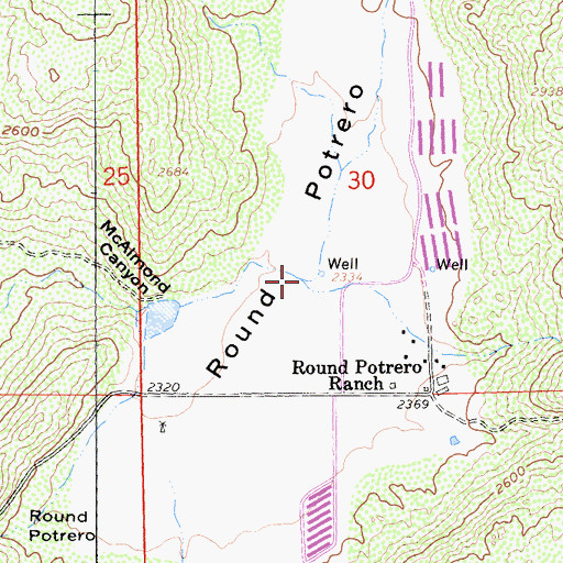 Topographic Map of Round Potrero, CA