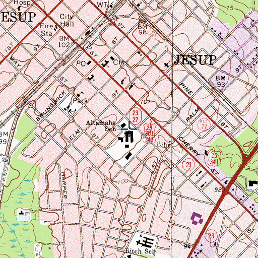 Topographic Map of Jesup Police Department, GA