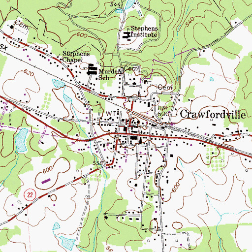 Topographic Map of Taliaferro County Sheriff's Office, GA