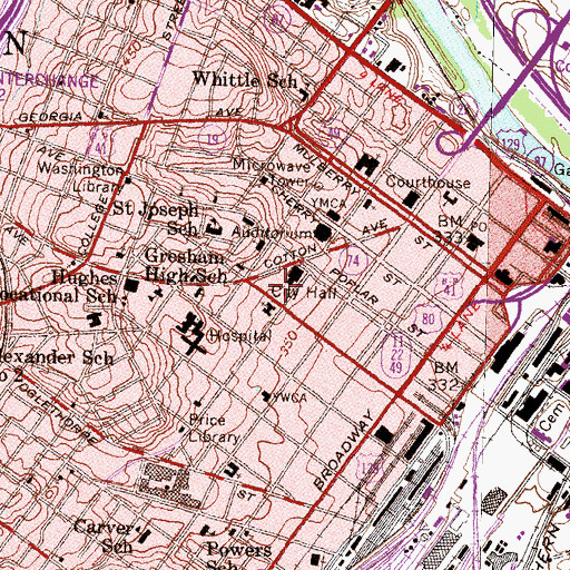 Topographic Map of Macon Police Department, GA