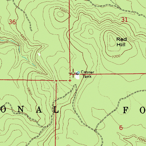Topographic Map of Casner Tank, AZ