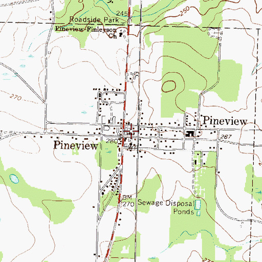 Topographic Map of Pineview Police Department, GA