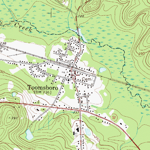 Topographic Map of Toomsboro Police Department, GA