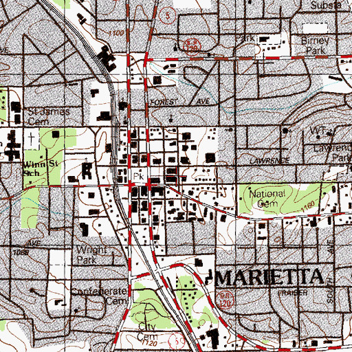 Topographic Map of Cobb County Sheriff's Office, GA