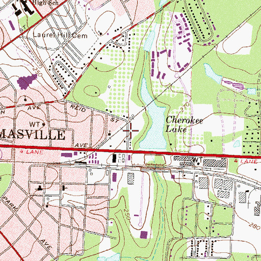 Topographic Map of Thomas County Sheriff's Office, GA