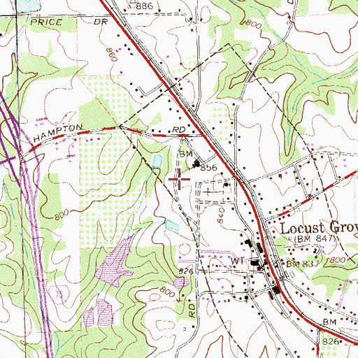 Topographic Map of Locust Grove Police Department, GA