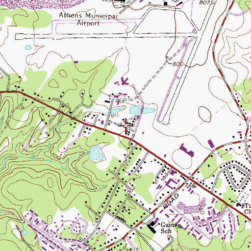 Topographic Map of Athens - Clarke County Police Department East Precinct, GA