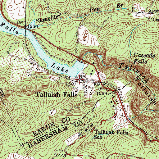 Topographic Map of Tallulah Falls Police Department, GA