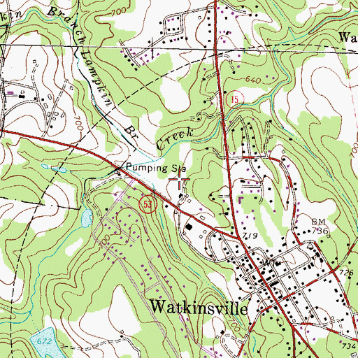 Topographic Map of Oconee County Jail, GA
