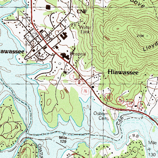 Topographic Map of Hiawassee Police Department, GA