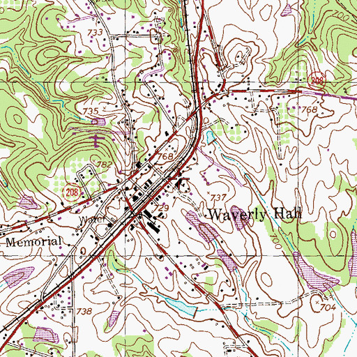 Topographic Map of Waverly Hall Police Department, GA