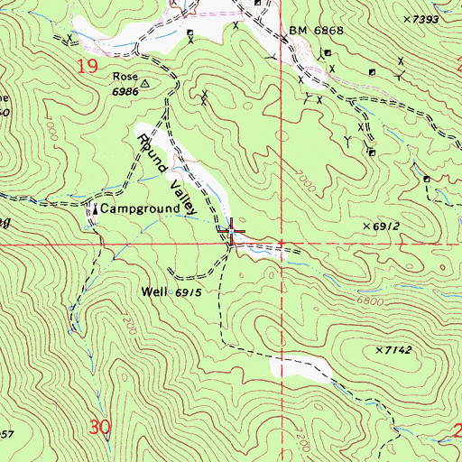 Topographic Map of Round Valley, CA