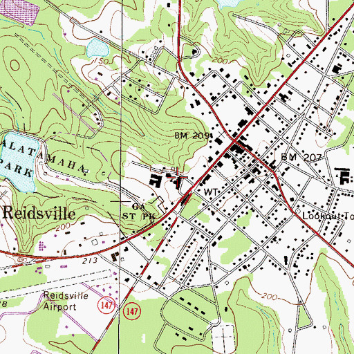 Topographic Map of Tattnall County Sheriff's Office, GA