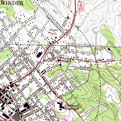 Topographic Map of Barrow County Sheriff's Office, GA