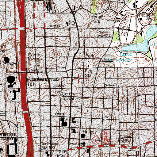 Topographic Map of Atlanta Police Department Zone 5 Midtown Precinct, GA