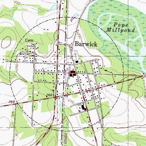 Topographic Map of Barwick Police Department, GA