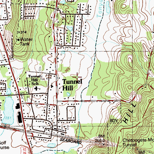 Topographic Map of Tunnel Hill Police Department, GA