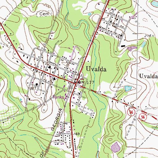 Topographic Map of Uvalda Police Department, GA