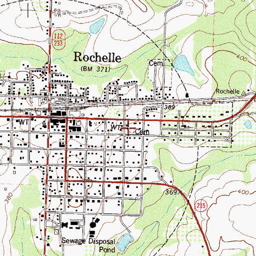 Topographic Map of Rochelle City Police Department, GA