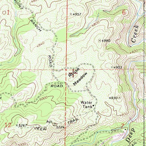 Topographic Map of Rouse Meadow, CA