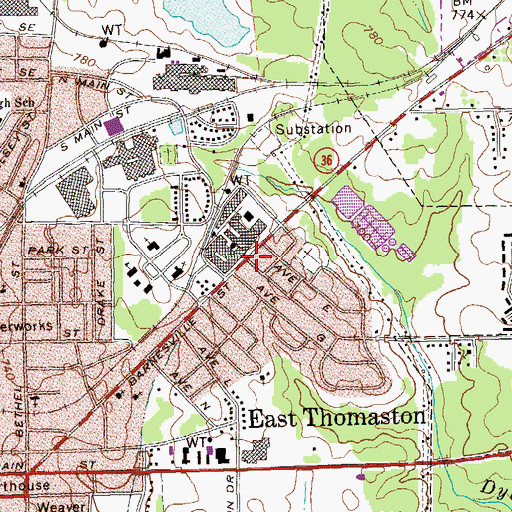 Topographic Map of Thomaston Police Department, GA
