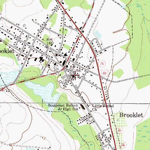 Topographic Map of Brooklet Police Department, GA