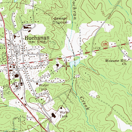 Topographic Map of Haralson County Sheriff's Office, GA