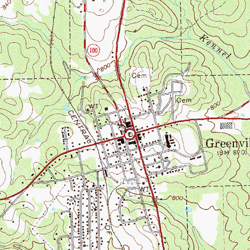 Topographic Map of Greenville Police Department, GA