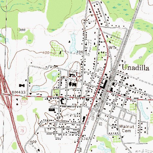 Topographic Map of Unadilla Police Department, GA