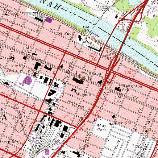 Topographic Map of Richmond County Marshal's Office Police, GA