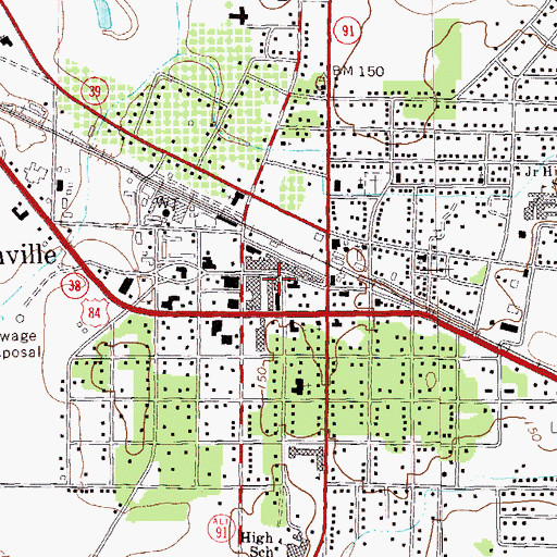 Topographic Map of Donalsonville Police Station, GA