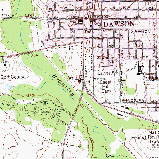 Topographic Map of Terrell County Sheriff's Office, GA