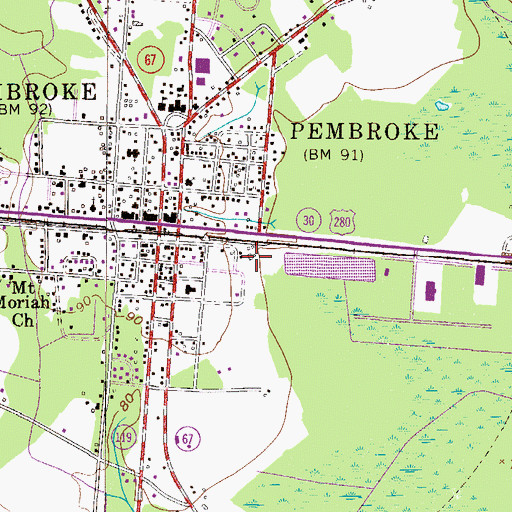 Topographic Map of Bryan County Sheriff's Office, GA