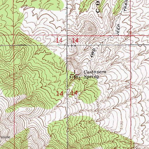 Topographic Map of Castanera Spring, AZ