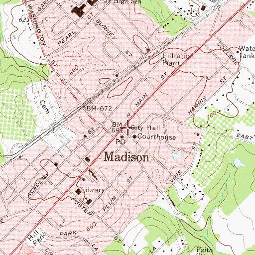 Topographic Map of Madison Police Department, GA